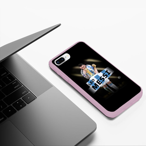 Чехол для iPhone 7Plus/8 Plus матовый Лео Месси чемпион Мира, цвет розовый - фото 5