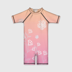 Детский купальный костюм 3D кружевные бабочки-розовый градиент