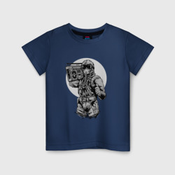 Детская футболка хлопок Летчик-истребитель с Бумбоксом слушает ретро музыку