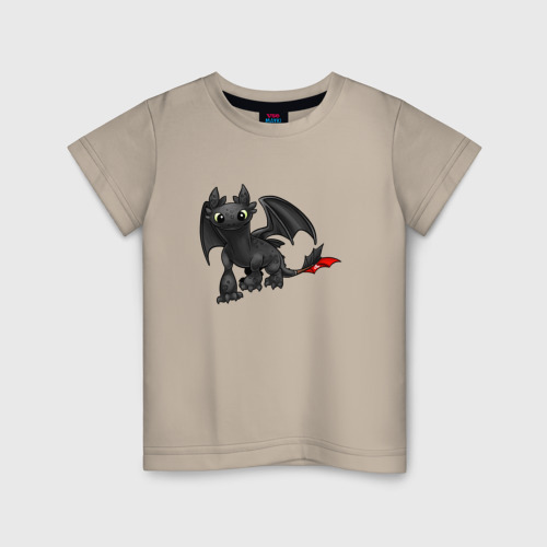 Детская футболка хлопок Дракон Беззубик, цвет миндальный