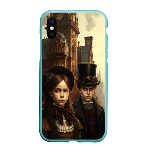 Чехол для iPhone XS Max матовый с принтом Victorian boy and girl, вид спереди #2
