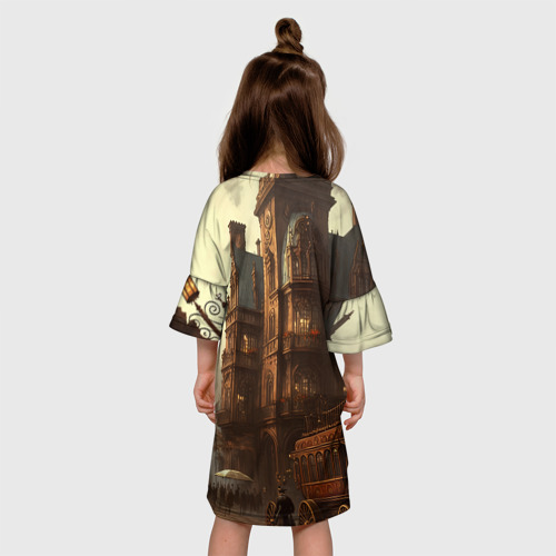 Детское платье 3D с принтом Victorian boy and girl, вид сзади #2