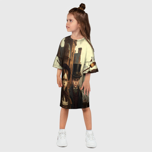 Детское платье 3D с принтом Victorian boy and girl, фото на моделе #1