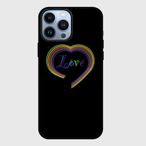 Чехол для iPhone 13 Pro Max с принтом Разноцветное сердце, вид спереди #2