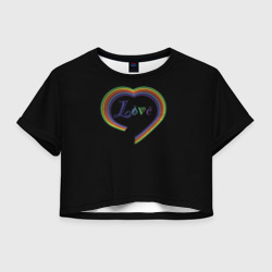 Разноцветное сердце – Женская футболка Crop-top 3D с принтом купить