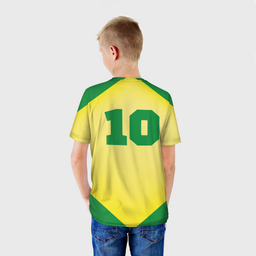 Детская футболка 3D с принтом Пеле король футбола, вид сзади #2
