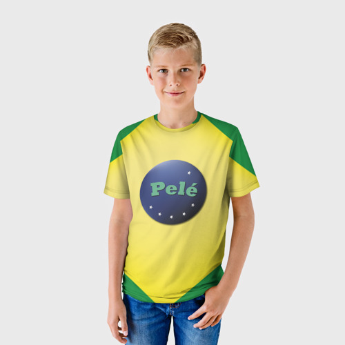 Детская футболка 3D с принтом Пеле король футбола, фото на моделе #1