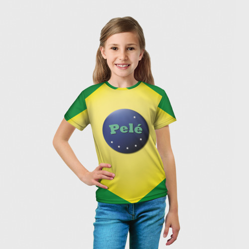 Детская футболка 3D с принтом Пеле король футбола, вид сбоку #3