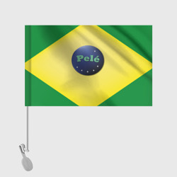 Флаг с принтом Пеле король футбола для любого человека, вид спереди №2. Цвет основы: белый