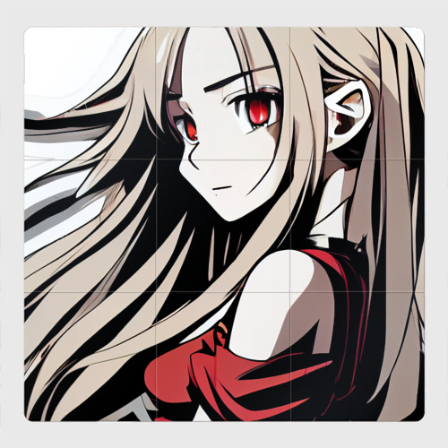Магнитный плакат 3x3 с принтом Аниме девушка с длинными волосами, вид спереди №1