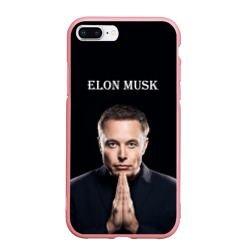 Чехол для iPhone 7Plus/8 Plus матовый Илон Маск, портрет на черном фоне