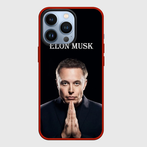 Чехол для iPhone 13 Pro Илон Маск, портрет на черном фоне, цвет красный