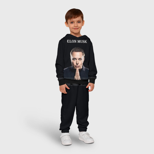 Детский костюм с толстовкой 3D Илон Маск, портрет на черном фоне, цвет черный - фото 3