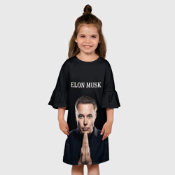 Детское платье 3D Илон Маск, портрет на черном фоне - фото 2