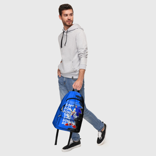 Рюкзак 3D Соник на синем фоне - фото 6