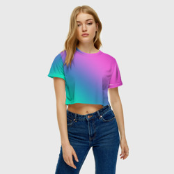 Женская футболка Crop-top 3D Розовый с бирюзовым и синим градиент - фото 2