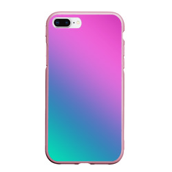 Чехол для iPhone 7Plus/8 Plus матовый Розовый с бирюзовым и синим градиент