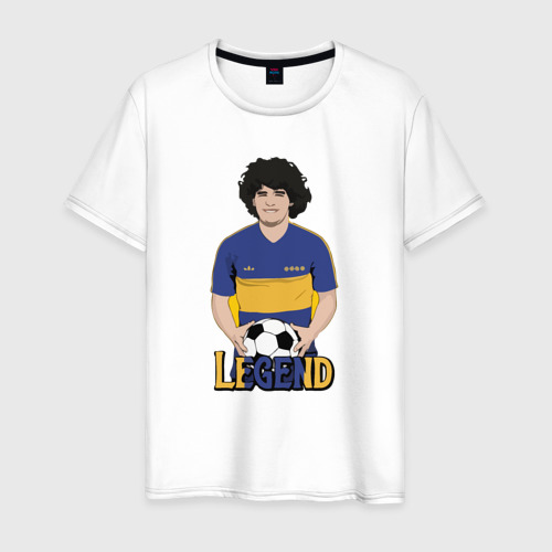 Мужская футболка из хлопка с принтом Марадона легенда, вид спереди №1