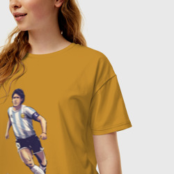 Женская футболка хлопок Oversize Maradona football - фото 2