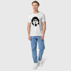 Футболка с принтом Face Maradona для мужчины, вид на модели спереди №3. Цвет основы: белый