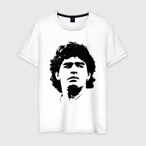Мужская футболка из хлопка с принтом Face Maradona, вид спереди №1