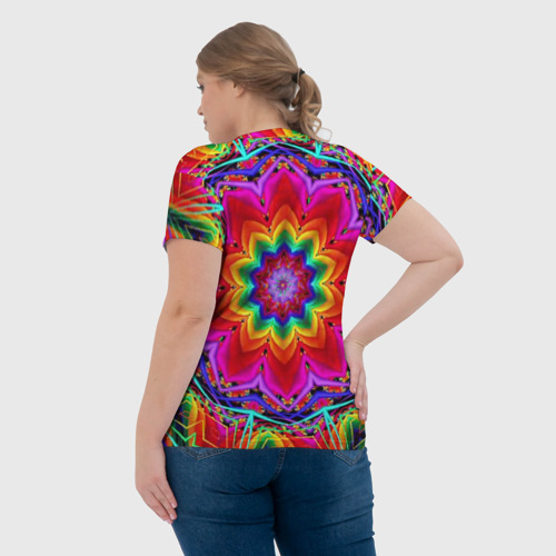 Женская футболка 3D с принтом Волшебный радужный цветок, вид сзади #2