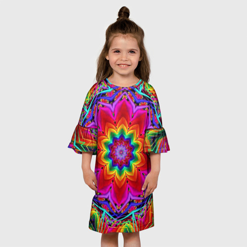 Детское платье 3D Волшебный радужный цветок, цвет 3D печать - фото 4