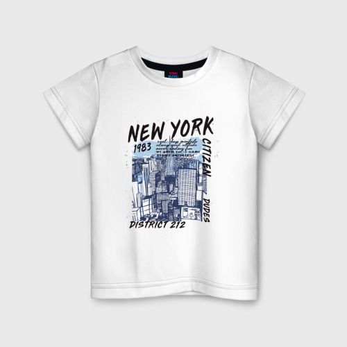 Детская футболка хлопок с принтом New York | Нью-Йорк, вид спереди #2