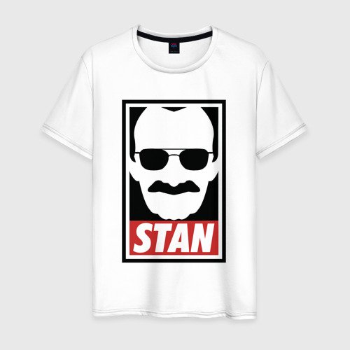 Мужская футболка из хлопка с принтом Мистер Стэн Ли, вид спереди №1