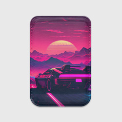 Картхолдер Magsafe магнитный Синтвейв закат с автомобилем