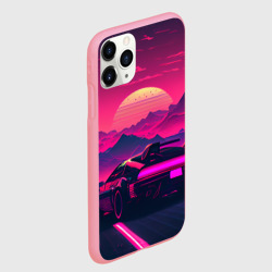 Чехол для iPhone 11 Pro Max матовый Синтвейв закат с автомобилем - фото 2