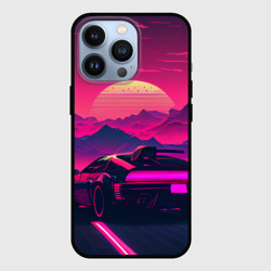 Чехол для iPhone 13 Pro Синтвейв закат с автомобилем