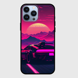 Чехол для iPhone 13 Pro Max Синтвейв закат с автомобилем