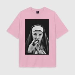 Женская футболка Oversize хлопок texturе Готическая монахиня