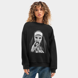 Женский свитшот oversize без начеса хлопок Готическая монахиня - фото 2