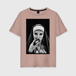 Женская футболка хлопок Oversize Готическая монахиня