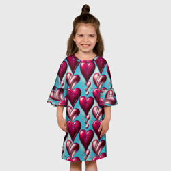 Детское платье 3D Паттерн красные абстрактные сердца - фото 2