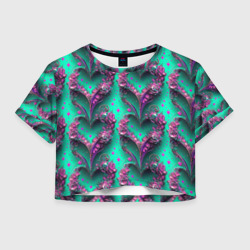 паттерн сердца из цветов – Женская футболка Crop-top 3D с принтом купить