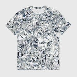 Мужская футболка 3D Сверкающие кристаллы серебра