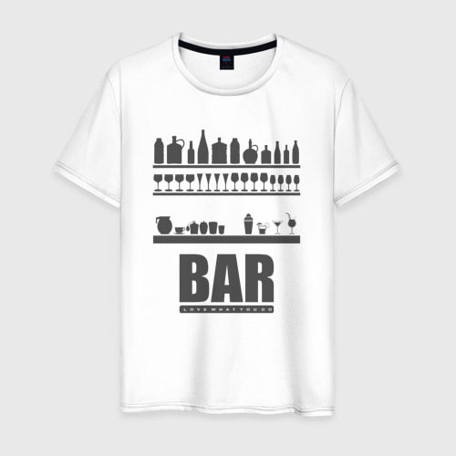 Мужская футболка из хлопка с принтом Мой бар, вид спереди №1
