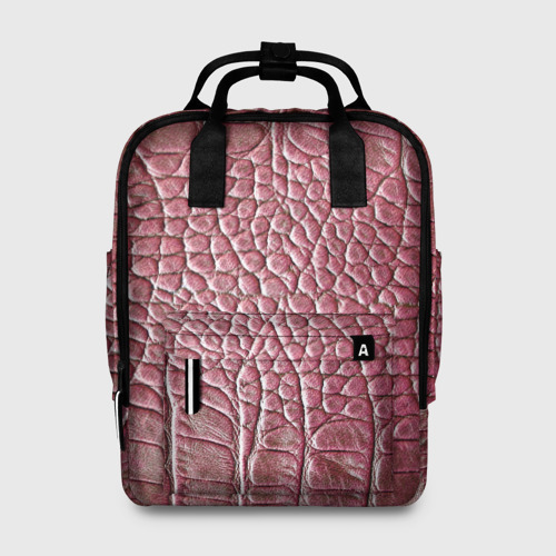 Женский рюкзак 3D с принтом Кожа крокодила - мода - текстура, вид спереди #2