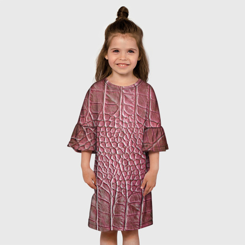 Детское платье 3D с принтом Кожа крокодила - мода - текстура, вид сбоку #3