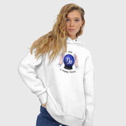 Женское худи Oversize хлопок Гороскоп для знака зодиака козерог - фото 2