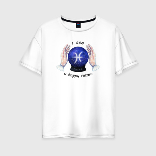 Женская футболка хлопок Oversize Гороскоп для знака зодиака рыбы