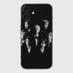 Чехол для iPhone 16 силиконовый с защитой камеры BTS black