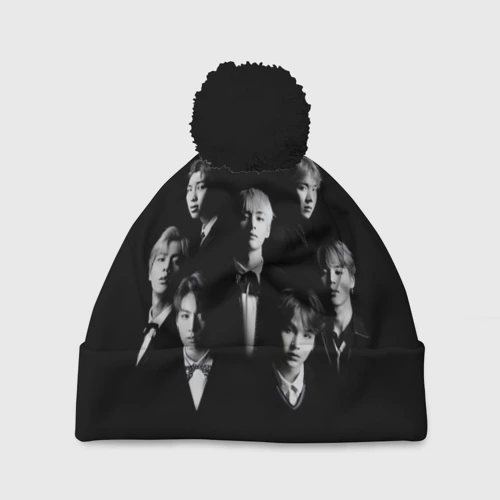 Шапка 3D c помпоном BTS black