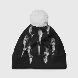 Шапка 3D c помпоном BTS black