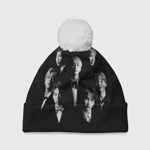Шапка 3D c помпоном BTS black