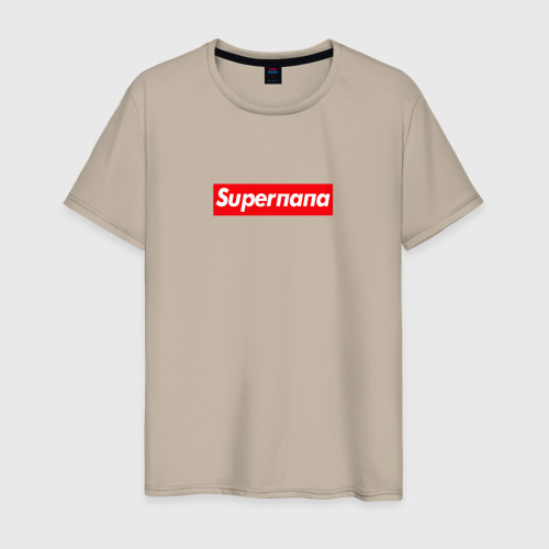 Мужская футболка хлопок Superпапа, цвет миндальный