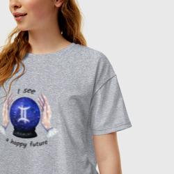 Женская футболка хлопок Oversize Гороскоп для знака зодиака близнецы - фото 2